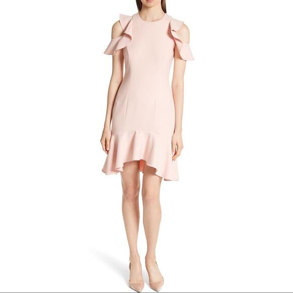 Cinq a Sept Micah Ruffle Cold Shoulder Dress Size 10 - Picture 4 of 8